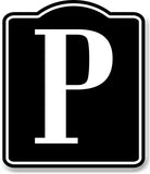 Letter P Bin Aisle Row Marker Label BLACK Aluminum Composite Sign