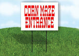 CORN MAZE ENTRANCE RED LETTERS Plastic Yard Sign ROAD SIGN with Stand