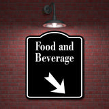Food and Beverage 45 Degree Down Right Arrow BLACK Aluminum Composite Sign