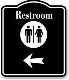Restroom Men Women Left Arrow BLACK Aluminum Composite Sign