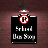 No Parking Symbol School Bus Stop BLACK Aluminum Composite Sign