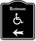 Restroom Handicap Left Arrow BLACK Aluminum Composite Sign