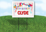 CLYDE HAPPY BIRTHDAY BALLOONS 18 in x 24 in Yard Sign Road Sign with Stand
