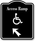 Access Ramp Handicap 45 Degree up Left Arrow BLACK Aluminum Composite Sign