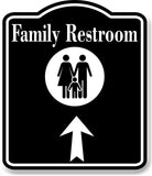 Family Restroom Up Arrow BLACK Aluminum Composite Sign