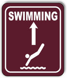 SWIMMING DIRECTIONAL UPWARDS ARROW CAMPING Metal Aluminum composite sign