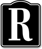 Letter R Bin Aisle Row Marker Label BLACK Aluminum Composite Sign