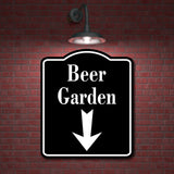 Beer Garden Down Arrow BLACK Aluminum Composite Sign
