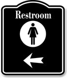 Restroom Women Left Arrow BLACK Aluminum Composite Sign