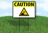 CAUTION SUDDEN DROP OFF SYMBOL BLACK YELLOW 18inx24in Yard Road Sign w/ Stand