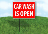 CAR WASH IS OPEN RED Plastic Yard Sign ROAD SIGN with Stand
