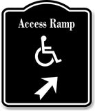 Access Ramp Handicap 45 Degree up Right Arrow BLACK Aluminum Composite Sign