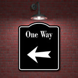 One Way Left Arrow BLACK Aluminum Composite Sign