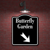 Butterfly Garden Zoo 45 Degree Down Right Arrow BLACK Aluminum Composite Sign