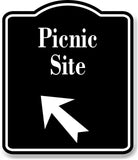 Picnic Site 45 Degree Up Left Arrow BLACK Aluminum Composite Sign