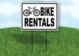BIKE RENTALS BLACK BORDER Yard Sign with Stand LAWN SIGN