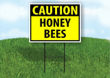 CAUTION HONEY BEES YELLOW Plastic Yard Sign ROAD SIGN with Stand