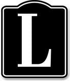 Letter L Bin Aisle Row Marker Label BLACK Aluminum Composite Sign