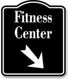 Fitness Center 45 Degree Down Right Arrow BLACK Aluminum Composite Sign