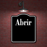 Abrir Spanish Muestra al aire libre firmar BLACK Aluminum Composite Sign