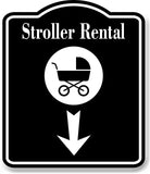 Stroller Rental Down Arrow BLACK Aluminum Composite Sign