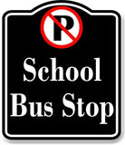 No Parking Symbol School Bus Stop BLACK Aluminum Composite Sign