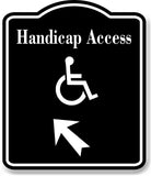 Handicap Access 45 Degree Up Left Arrow BLACK Aluminum Composite Sign