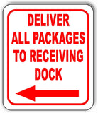 Deliver All Packages To Receiving docks left Aluminum Composite Sign