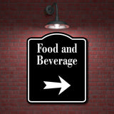 Food and Beverage Right Arrow BLACK Aluminum Composite Sign