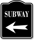 Subway Left Arrow BLACK Aluminum Composite Sign