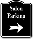 Salon Parking Right Arrow BLACK Aluminum Composite Sign