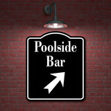 Poolside Bar45 Degree Up Right Arrow BLACK Aluminum Composite Sign