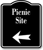 Picnic Site Left Arrow BLACK Aluminum Composite Sign