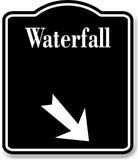 Waterfall 45 degree Down Right Arrow BLACK Aluminum Composite Sign