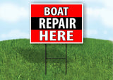 BOAT REPAIR HERE BLACK STRIPE Plastic Yard Sign ROAD SIGN with Stand