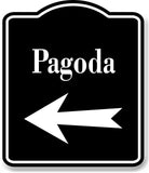 Pagoda Left Arrow BLACK Aluminum Composite Sign