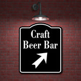 Craft Beer Bar 45 Degree Up Right Arrow BLACK Aluminum Composite Sign