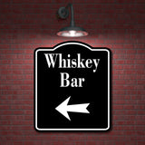 Whiskey Bar Left Arrow BLACK Aluminum Composite Sign
