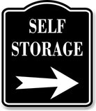 Self Storage Right Arrow BLACK Aluminum Composite Sign