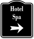 Hotel Spa Right Arrow BLACK Aluminum Composite Sign