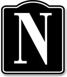 Letter N Bin Aisle Row Marker Label BLACK Aluminum Composite Sign