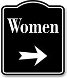 Women Right Arrow BLACK Aluminum Composite Sign