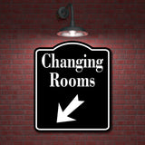 Changing Rooms 45 Degree Down Left Arrow BLACK Aluminum Composite Sign