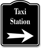 Taxi Station Right Arrow BLACK Aluminum Composite Sign