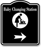 Baby Changing Station Right Arrow BLACK Aluminum Composite Sign