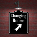 Changing Rooms 45 Degree Up Right Arrow BLACK Aluminum Composite Sign
