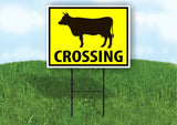 COW CROSSING XING YELLOW Plastic Yard Sign ROAD SIGN with Stand