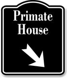 Primate House Zoo 45 Degree Down Right Arrow BLACK Aluminum Composite Sign