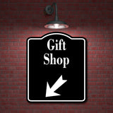 Gift Shop 45 Degree Down Left Arrow BLACK Aluminum Composite Sign