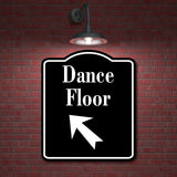 Dance Floor 45 Degree Up Left Arrow BLACK Aluminum Composite Sign